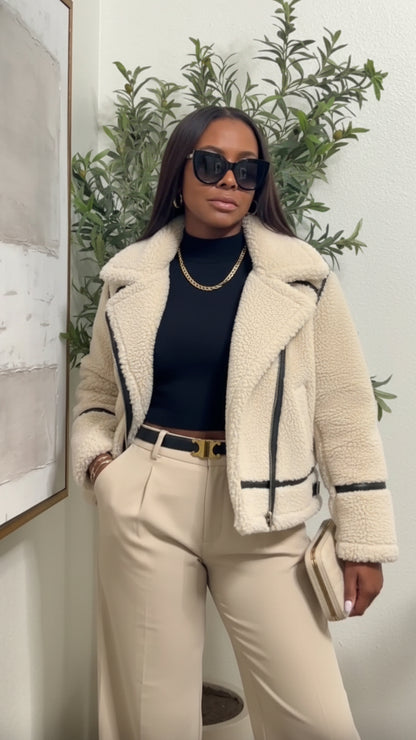 Beige Teddy Winterjas